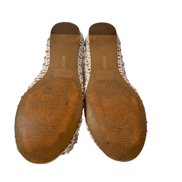 Report White Open Cutwork With Flower Embellishment Flat Shoes Size 10 - Picture 7 of 7